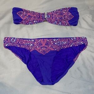 Size M/L Women’s Ella Moss Pink and Purple Strapless Bikini Swimsuit